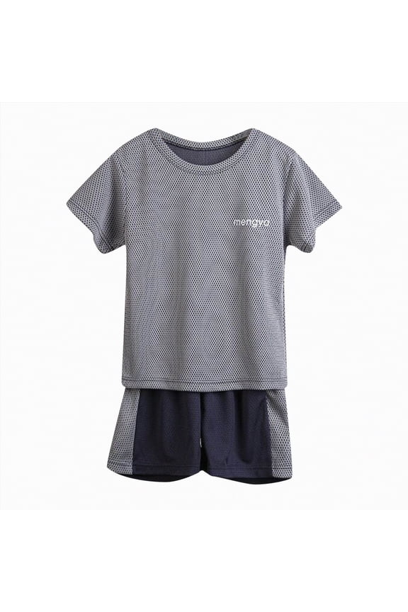 Summer Big Boy Clothes Set Kids Boys Summer Clothes 2 Piece Short Sleeve T-Shirt Casual Shorts Set Teen Boys Summer Outfits Set 4-5 Years,Grey