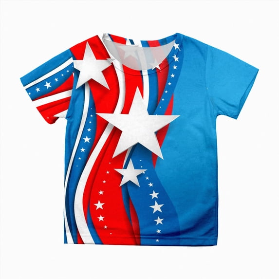 Splozh Summer Clothes 4th of July Shirts for Girls American Shirt USA Graphic Tees Memorial Day T-Shirt Independence Day Outfit for Kids 8-9 Years,Light Blue