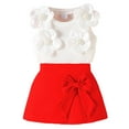 thumbnail image 1 of Splozh Summer Clothes Spring Girls Bow Dress Sleeveless Skirt Set Elegant 2 Piece Outfits for Toddler Girl Red,18 Months, 1 of 9