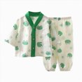 thumbnail image 1 of Splozh Summer Pjs for Girls 1-16 Years Girls' Summer Pajama Set Long Sleeve Tops Pants Air Conditioning Set,Green,18-24 Months, 1 of 4