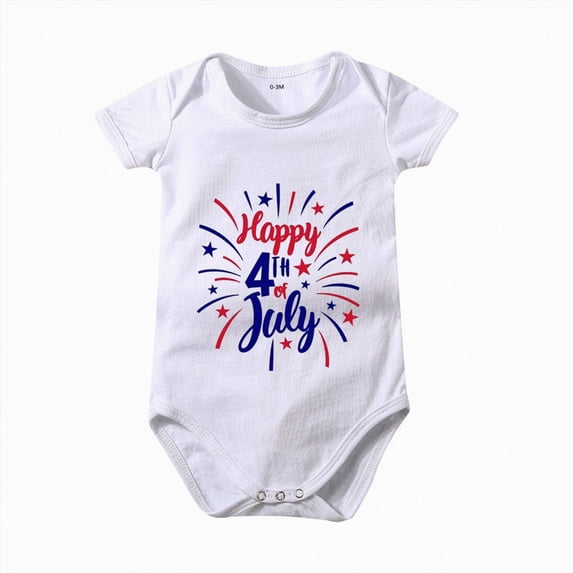 Splozh Summer Rompers 3 6 12 18 Months Unisex Cute USA Flag Baby Romper, My First 4th of July Patriotic Newborn Outfit,White,6-12 Months