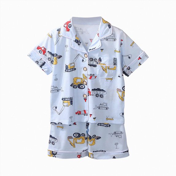 Splozh Summer Toddler Pajamas Pajamas for Girls 2-Piece Soft Top Shorts PJ Trendy Summer Set Little Big Girls,Blue,5-6 Years