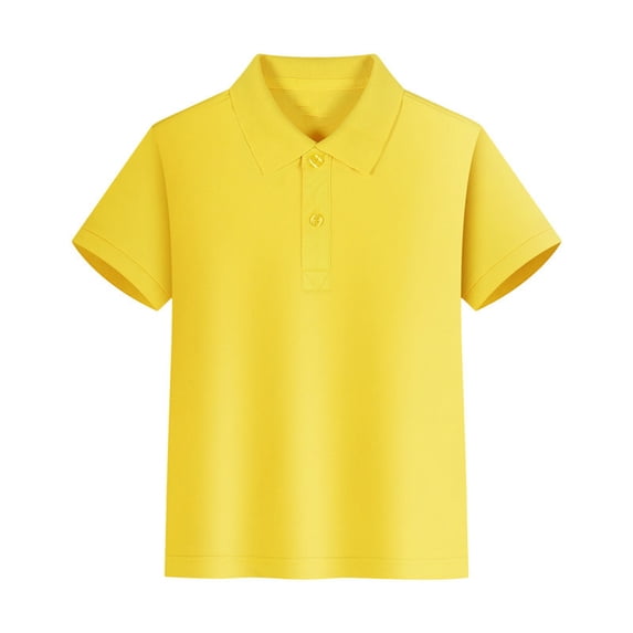 Splozh Summer Tops Boy's Golf Shirt School Moisture Wicking Athletic Short Sleeve Active Performance Shirts Yellow,11-12 Years