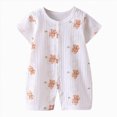 thumbnail image 1 of Splozh Summer Unisex Baby Cotton Round Neck Romper Toddler Boys Girls Short Sleeve Snug Fit Cute Casual Home Play Gift Baby Boy Summer Pajamas,Coffee,0-6 Months, 1 of 4