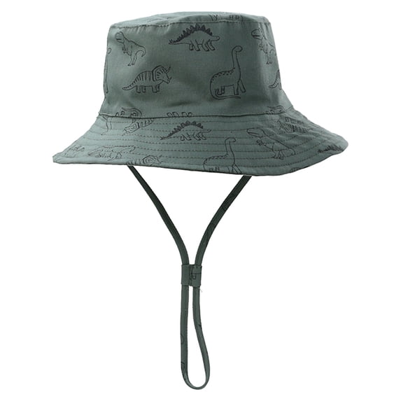 Splozh Sun Hats for Kids Uv Protection Toddler Bucket Hat Cartoon Dinosaur Hat Wide Brim Outdoor Play for Boy and Girl Green,2-3 Years