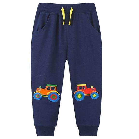 Splozh Sweat Pants Autumn and Winter Cartoon Printing Boys Outside Wear Sweater Pants Children Sweatpants Pants Boy Pants Navy,6-7 Years