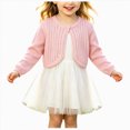 thumbnail image 1 of Splozh Sweater for Girls 0-9 Years Girls Bolero Cardigan Shrug for Dresses Long Sleeve Button Knit Cropped Sweater,Pink,6-7 Years, 1 of 9