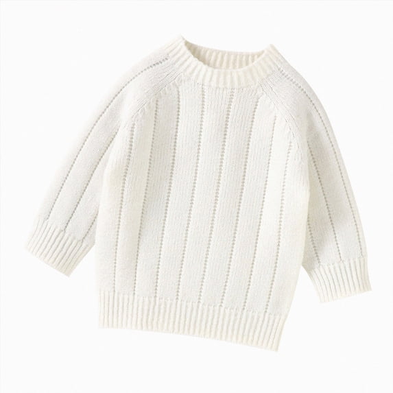 Splozh Sweater for Kids Baby Boy Girl Pullover Sweater Knit Clothes Unisex Toddler 2T 3T 4T Fall Winter Warm Long Sleeve Tops,White,12-18 Months
