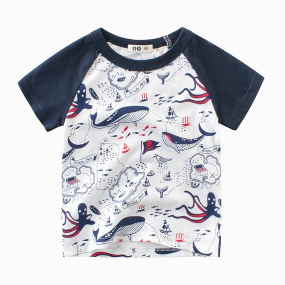 Splozh T Shirt Boys Toddler Boys T-Shirts Short Sleeve Cotton Boy Undershirts 1T 2T 3T 4T 5T 6T 7T Crew Neck Baby Tees Kids Clothes,White,3-4 Years