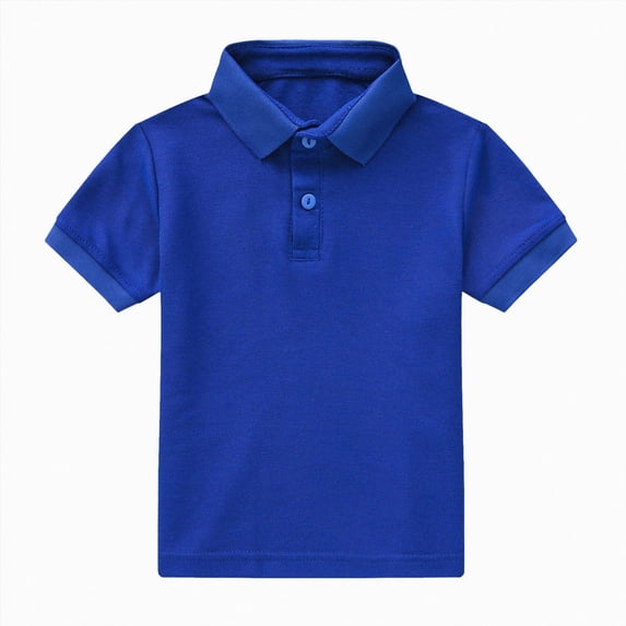 Splozh T Shirts for Toddler Boys Toddler Boys Short Sleeve Shirt Baby Boy Girls Solid Tee Shirts Button Collar Top,Dark Blue,18-24 Months