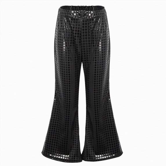 Splozh Teen Girl Pants Fashion Toddler Girls Casual Glitter Party Bottom Toursers Pants Dance Dress Pants Bell Bottom Flared Pants,Black,8-9 Years