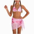 thumbnail image 1 of Splozh Teen Girls Swimsuit 7-16 Years Girl's 3 Piece Cute Triangle Bikini Swimsuit with Cover Up Skirt Fashion Bathing Suit,Pink,15-16 Years, 1 of 9