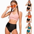 thumbnail image 1 of Splozh Teen Girls Swimsuits 2 Piece Cute Bikini Sets for 3-14 Years, Bathing Suits for Teens Tween Girls Summer Beach Swimming Black,9-10 Years, 1 of 8