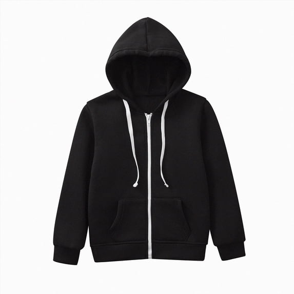 Splozh Teen Hoodies Girls Kids Boys Girls Solid Color Long Sleeve Zip Up Hoodie Sweatshirt Jackets Top,Black,4-5 Years