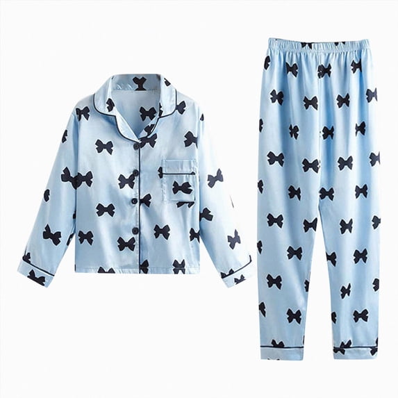 Splozh Toddler 2 Piece Pajamas Toddler Girls Fall Long Sleeve Prints Tops and Pants 2PCS Outfits Clothes Set for Toddler Baby Clothes,Blue,6-7 Years