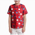 thumbnail image 1 of Splozh Toddler 4th of July Shirt 3-13 Years Summer Graphic Short Sleeve Boys Shirts, Baby Boy 4th of July Outfits,Red,8-9 Years, 1 of 5