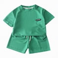 thumbnail image 1 of Splozh Toddler Athletic Set Boys Summer Outfit Short Sets 2PC T Shirt and Shorts Playwear Everyday Clothes Sets 13-14 Years,Green, 1 of 8