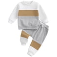 thumbnail image 1 of Splozh Toddler Baby Boy Clothes Outfits Baby Boy Girl Clothes Toddler Infant Fall Spring Outfit Long Sleeve Pullover Tops and Pants Set Brown,0-6 Months, 1 of 6
