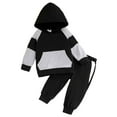 thumbnail image 1 of Splozh Toddler Baby Boy Clothes Outfits Boys Clothes Long Sleeve Hooded Pullover Sweatshirt Pants 2pcs Fall Spring Outfit Set Black,2-3 Years, 1 of 9