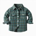 thumbnail image 1 of Splozh Toddler Baby Boy Girl Flannel Plaid Shirt Jacket Kids Baby Autumn Winter Plaid Cotton Long Sleeve Cardigan Jacket Clothes Boys Spring Jacket,Dark Green,18-24 Months, 1 of 5