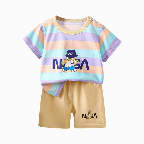 Splozh Toddler Baby Boy Summer Clothes 3 9 18 24 Months 3T 4T 5T 6T 7T 8T Cute Print Short Sleeve T-Shirts Shorts 2Pcs Outfits,Light Blue,7-8 Years