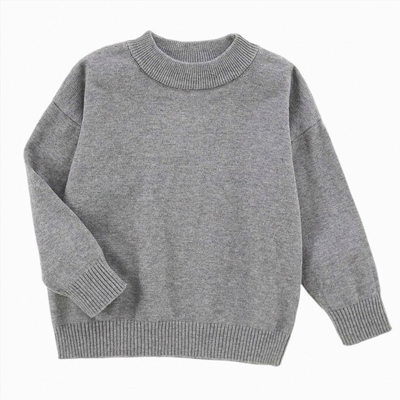 Splozh Toddler Baby Girl Boy Knit Sweater Round Neck Long Sleeve Pullover Sweatshirt Fall Winter Clothes,Grey,3-4 Years