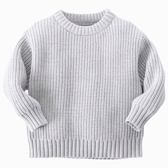 Splozh Toddler Baby Girl Boy Long Sleeve Knit Sweater Cute Round Neck Pullover Fall Winter Warm Tops Clothes Baby Girl Sweater,Grey,3-6 Months