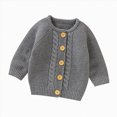 thumbnail image 1 of Splozh Toddler Baby Girl Button Down Ruffle Cute Cardigan Sweater Little Kids Long Sleeve Knit Sweaters Girls Sweater Cardigan,Grey,0-3 Months, 1 of 7