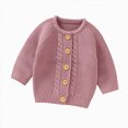 thumbnail image 1 of Splozh Toddler Baby Girl Button Down Ruffle Cute Cardigan Sweater Little Kids Long Sleeve Knit Sweaters School Cardigan,Pink,12-18 Months, 1 of 9