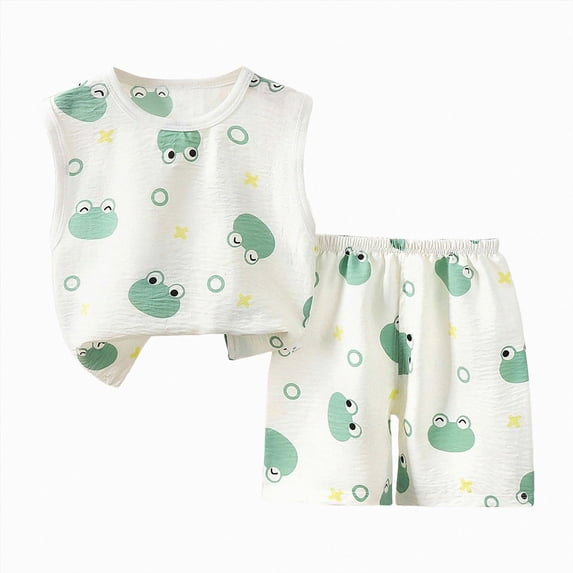 Splozh Toddler Baby Girl Clothes 6 12 18 24 Months 3T4T5T6T7T8T Ruffle Sleeveless Tank Shorts Set Summer Outfits,Light Green,12-18 Months