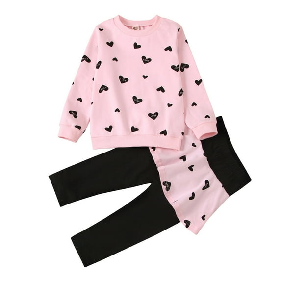 Splozh Toddler Baby Girl Outfit Baby Girl Clothes Fall Winter Outfit Long Sleeve Sweatsuit Girl Sweatshirt Pants Toddler Set Pink,4-5 Years