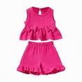 thumbnail image 1 of Splozh Summer Clothes Toddler Girl Clothes, 2Pcs Baby Girl Summer Spring Outfits Sleeveless Tank Shirt Ruffle Top +Shorts Clothing Set 9-12 Months,Hot Pink, 1 of 9