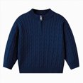 thumbnail image 1 of Splozh Toddler Baby Sweater High Neck Zipper Sweater Knitted Warm Solid Color Basic Sweater for Boys Girls,Blue,6-7 Years, 1 of 5