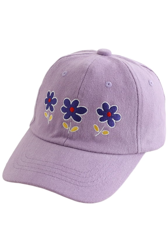 Toddler Baseball Hat Girl Cute Floral Baseball Cap for Girls Baseball Cap Sun Hat Embroidered Childrens Hat Light Purple,3-8 Years