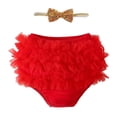 thumbnail image 1 of Splozh Toddler Bloomers for Under Dresses Baby Ruffle Cotton Diaper Cover Bloomers for Girls Baby Girls Skirt Shorts Red,0-24 Months, 1 of 4