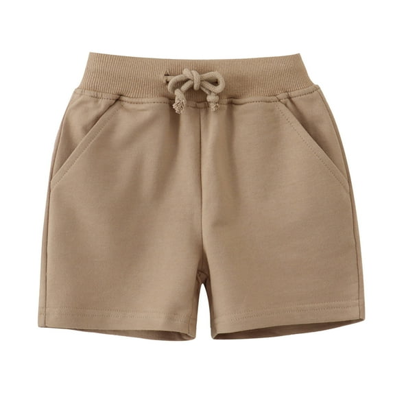 Splozh Toddler Boy Athletic Shorts Summer Shorts Solid Color Casual Pants for Boys Soccer Basketball Running Shorts Khaki,1-2 Years