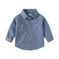 thumbnail image 1 of Splozh Toddler Boy Button Down Shirt Toddler Boys Button Down Shirt Kids Spring Fall Casual Long Sleeve Shirt Jacket Lightweight Soft Blue,4-5 Years, 1 of 8