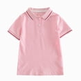 thumbnail image 1 of Splozh Toddler Boy Dress Shirt 2-16 Years Plain Casual Cotton Summer Short Sleeve Solid Color Lapel Collar Shirt Boys Button Up Shirt Boys Spring Shirts Pink,5-6 Years, 1 of 7