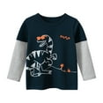 thumbnail image 1 of Splozh Toddler Boy Fall Shirts Boys Girls Long Sleeve T Shirts Toddler Crewneck Fashion Tees Tops Cotton Casual Navy,2-3 Years, 1 of 6