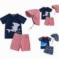 thumbnail image 1 of Splozh Toddler Boy Rash Guard Swim Set 3 Piece with Hat for 6 12 18 24 Months 2T 3T 4T 5T, UPF 50+ Sun Protection Swim Trunks and Shirt Red,4-5 Years, 1 of 6