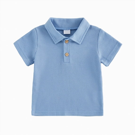 Splozh Toddler Boy Shirts 6 12 18 24 Months 2T 3T 4T Basic Crewneck Solid Color Shirts Summer Casual Outfits Toddler Boy Short Sleeve Shirt,Sky Blue,18-24 Months