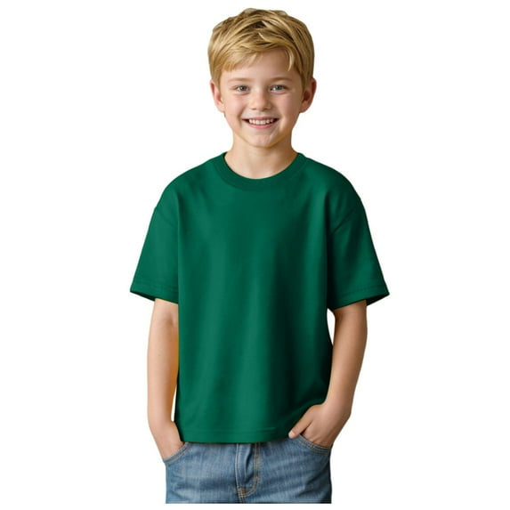 Splozh Toddler Boy Shirts Little Boys Solid Color T Shirt Casual Versatile Fashion Crew Neck Short Sleeve Summer Top Dark Green,7-8 Years