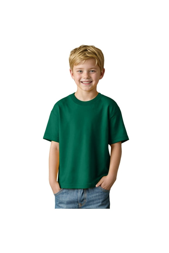 Toddler Boy Shirts Little Boys Solid Color T Shirt Casual Versatile Fashion Crew Neck Short Sleeve Summer Top Dark Green,7-8 Years