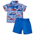 thumbnail image 1 of Splozh Toddler Boy Suit Toddler Boy Short Sets Short Sleeve Button Down Shirts Shorts Suit Dress Clothes with Bow Tie Blue,3-4 Years, 1 of 6