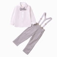 thumbnail image 1 of Splozh Toddler Boy Suits Fashion, Dress Shirt with Bowtie Pants Gentleman Wedding Outfits,White,9-12 Months, 1 of 9
