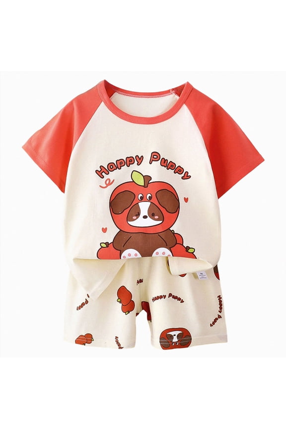 Toddler Boy Summer Outfits 6 12 18 24 Months 3T 4T 5T 6T Baby Boy Animal Print Short Sleeve T-Shirt Shorts Set,Red,18-24 Months