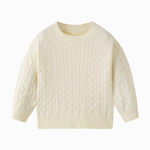 Splozh Toddler Boy Sweater Shirt Baby Girl Boy Knit Sweater Blouse Pullover Sweatshirt Warm Crewneck Long Sleeve Tops for Infant Toddler,White,6-7 Years