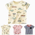 thumbnail image 1 of Splozh Toddler Boy T Shirts 6 12 24 Months 2T 3T 4T Striped Cotton Casual Summer Cute Fashion Short Sleeve Tee Boys Summer Shirts Toddler Shirts Boys Black,2-3 Years, 1 of 4
