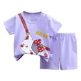 thumbnail image 1 of Splozh Toddler Boy Valentines Day Outfit Baby Toddler Cute Short Sleeve Shorts Set Comfortable Breathable 2PCS Boys Suit Purple,3-6 Months, 1 of 4