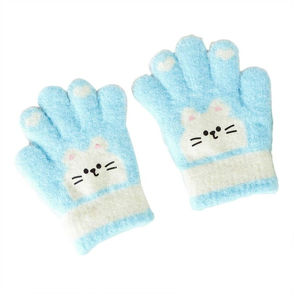 Splozh Toddler Boy Winter Gloves Kids Winter Gloves for Boys Girls Children Full Fingers Stretchy Warm Mittens Baby Blue,2-4 Years